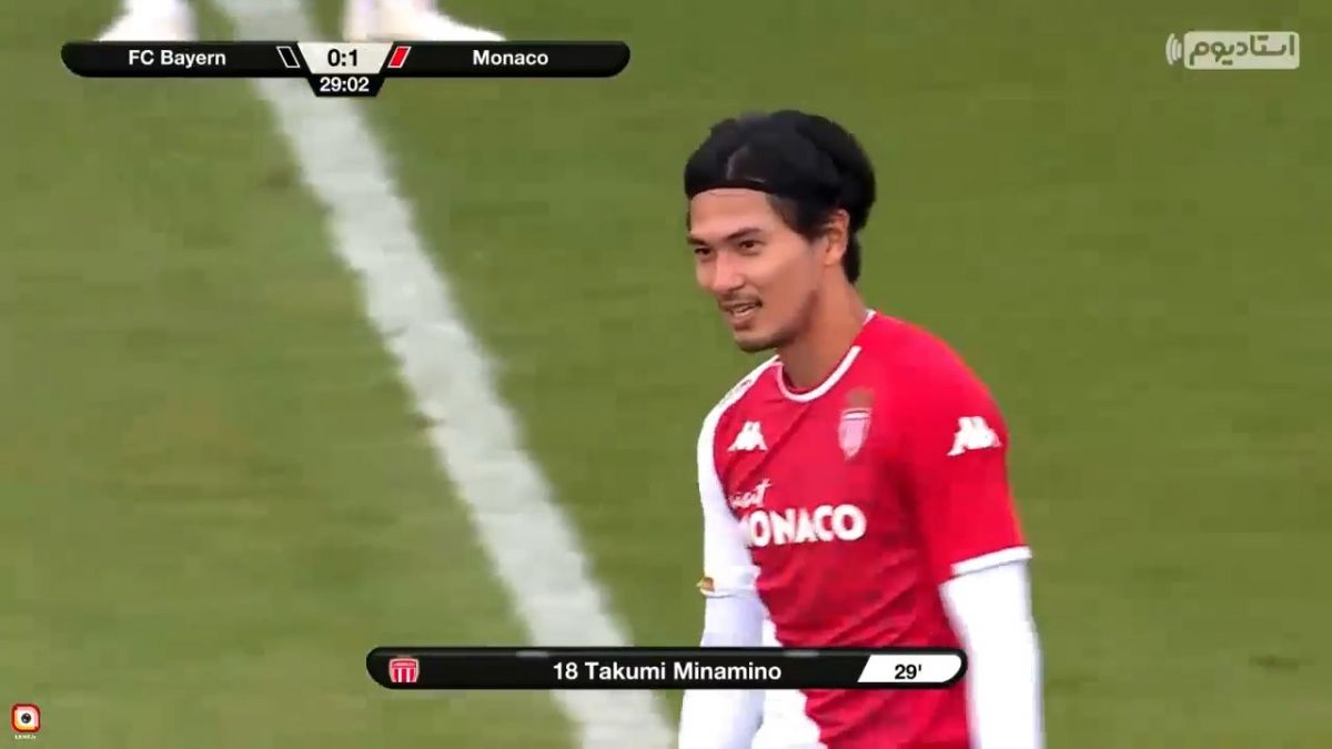 گل اول موناکو به بایرن مونیخ (تاکومی مینامینو)