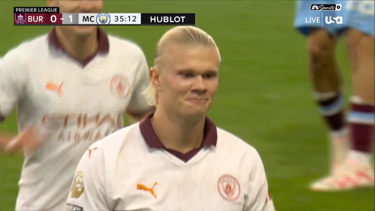 گل دوم منچسترسیتی به برنلی ( ارلینگ هالند)