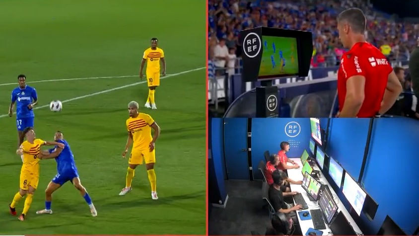 مردود شدن پنالتی بارسلونا مقابل ختافه به شکلی جنجالی