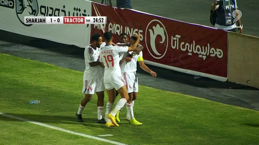 گل اول الشارجه به تراکتور (شاهین عبدالرحمن)