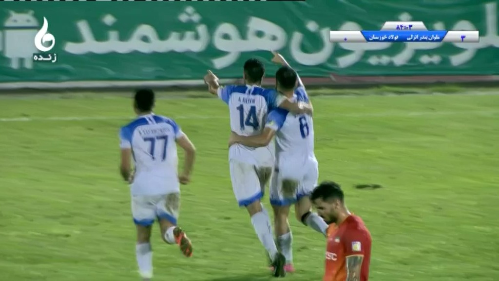 گل سوم ملوان به فولاد (شعبانلو - پنالتی)