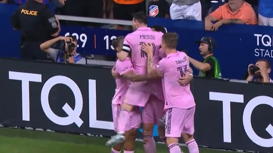 گل دوم اینتر میامی به سینسیناتی (دبل کامپانا با پاس مسی دقیقه 97)