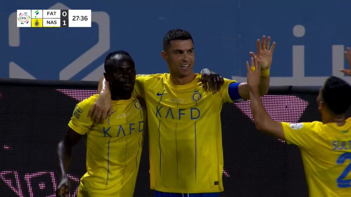 گل اول النصر به الفتح (سادیو مانه با پاس زیبای رونالدو)