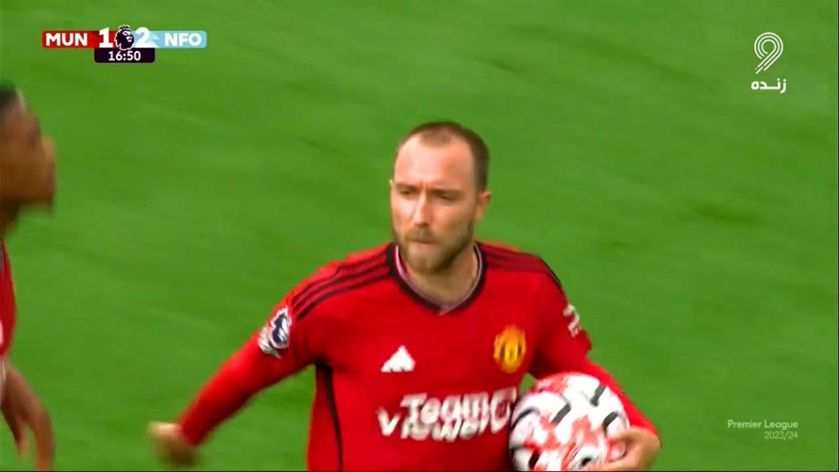 گل اول منچستریونایتد به ناتینگهام فارست (اریکسن)