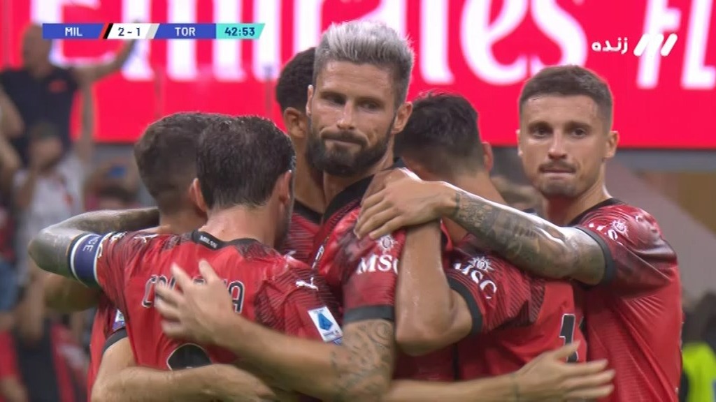 گل دوم میلان به تورینو (ژیرو - پنالتی)