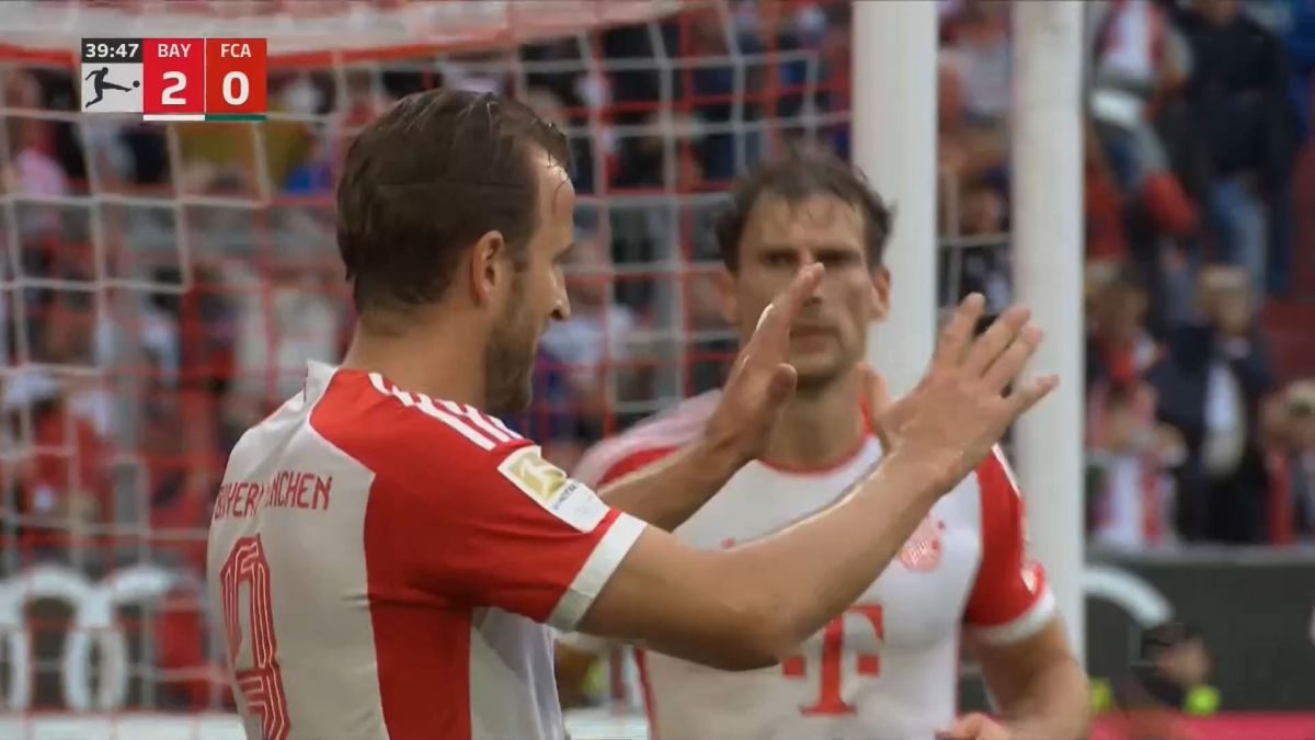 گل دوم بایرن مونیخ به آگزبورگ (هری کین - پنالتی)