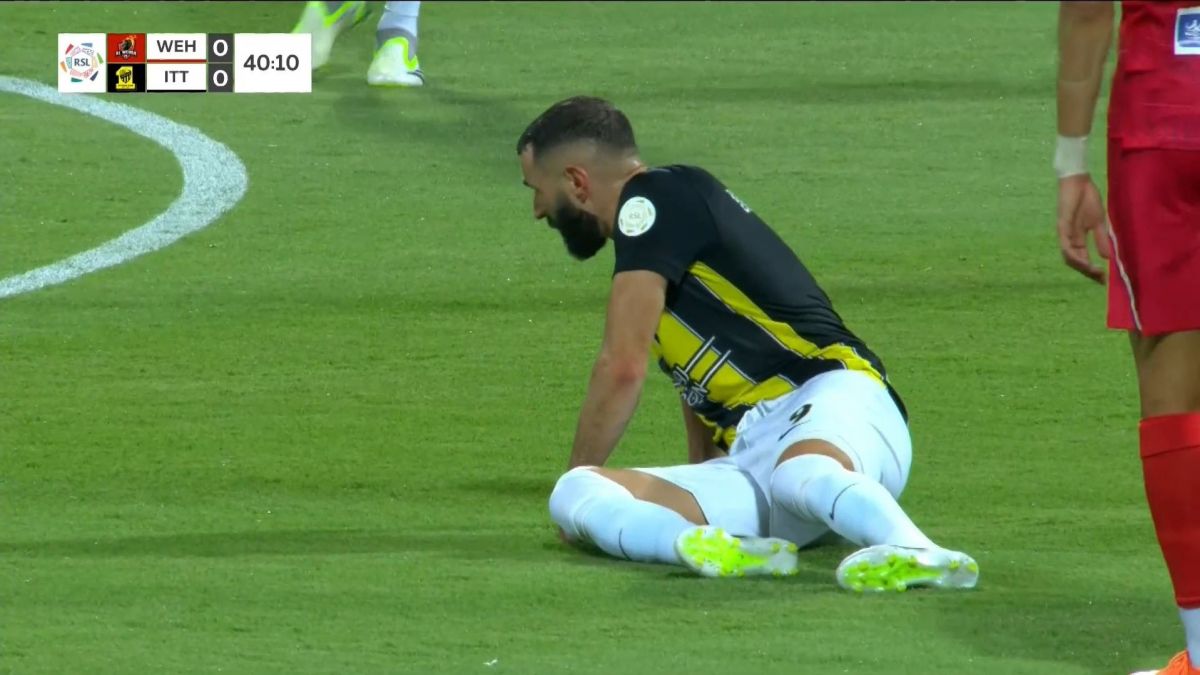 مصدومیت و تعویض بنزما در دیدار مقابل الوحده