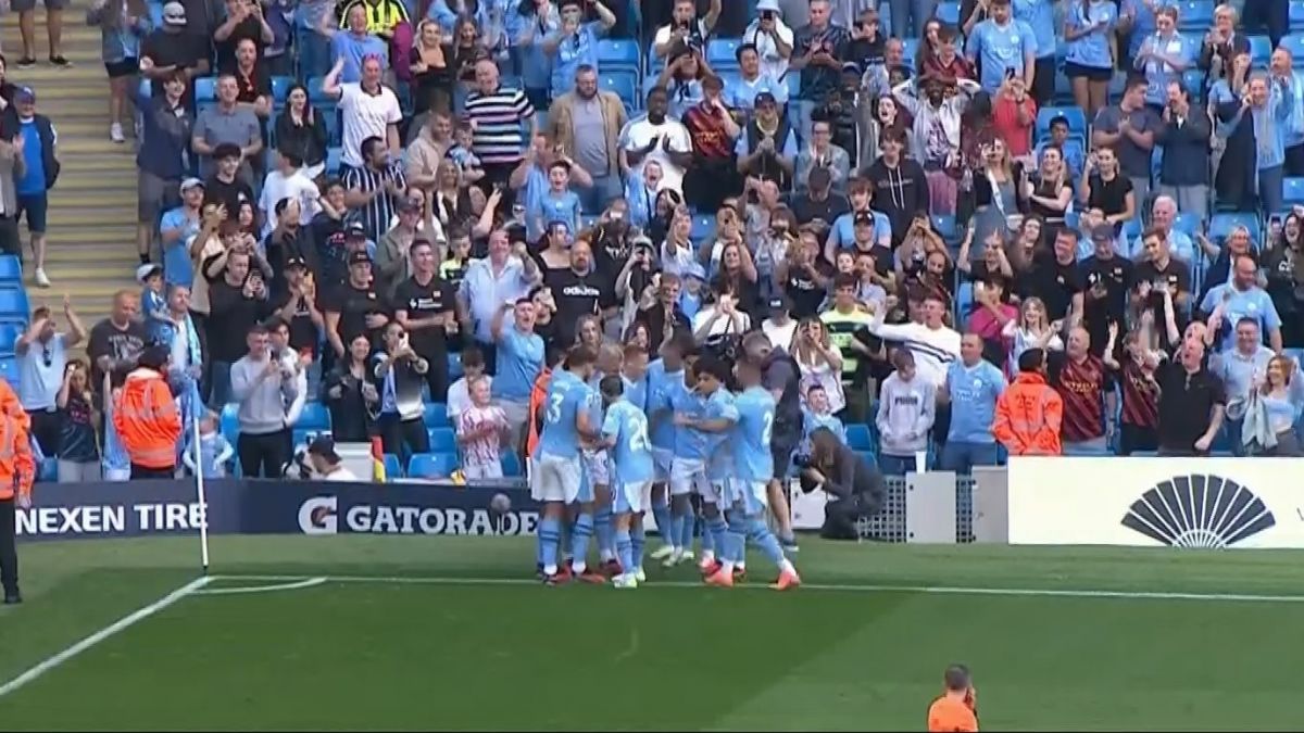 گل پنجم منچسترسیتی به فولام (هت تریک هالند)