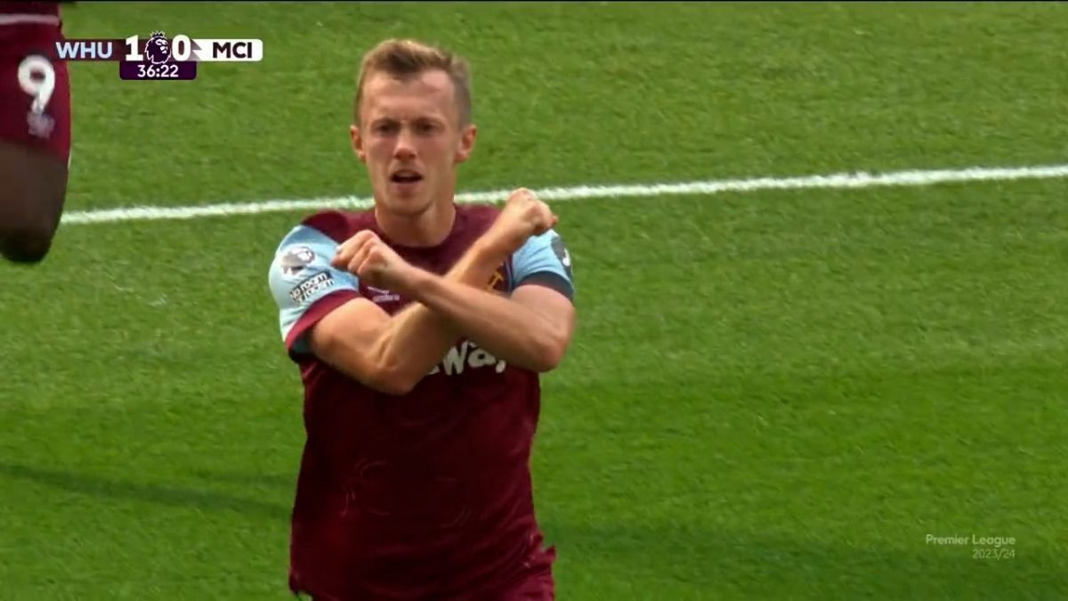 گل اول وستهام به منچسترسیتی (جیمز وارد پروز)