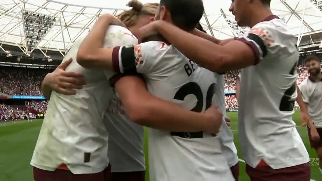 گل سوم منچسترسیتی به وستهام (ارلینگ هالند)