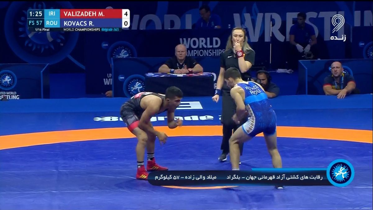 برتری والی زاده مقابل نماینده رومانی (کشتی آزاد قهرمانی جهان)