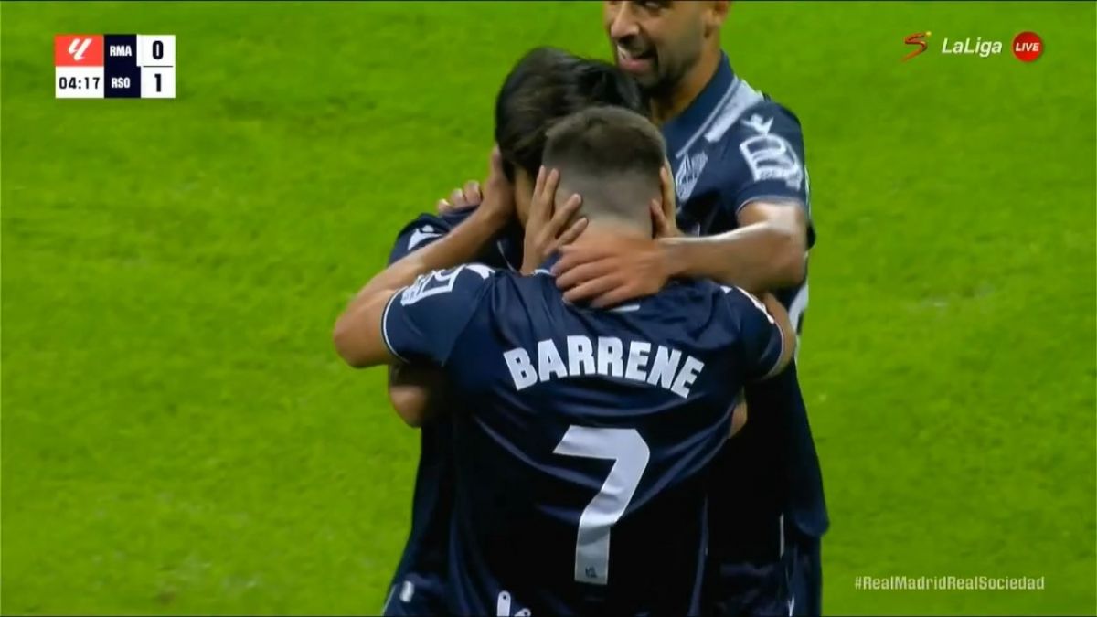 گل اول رئال سوسیداد به رئال مادرید (بارنتزا)