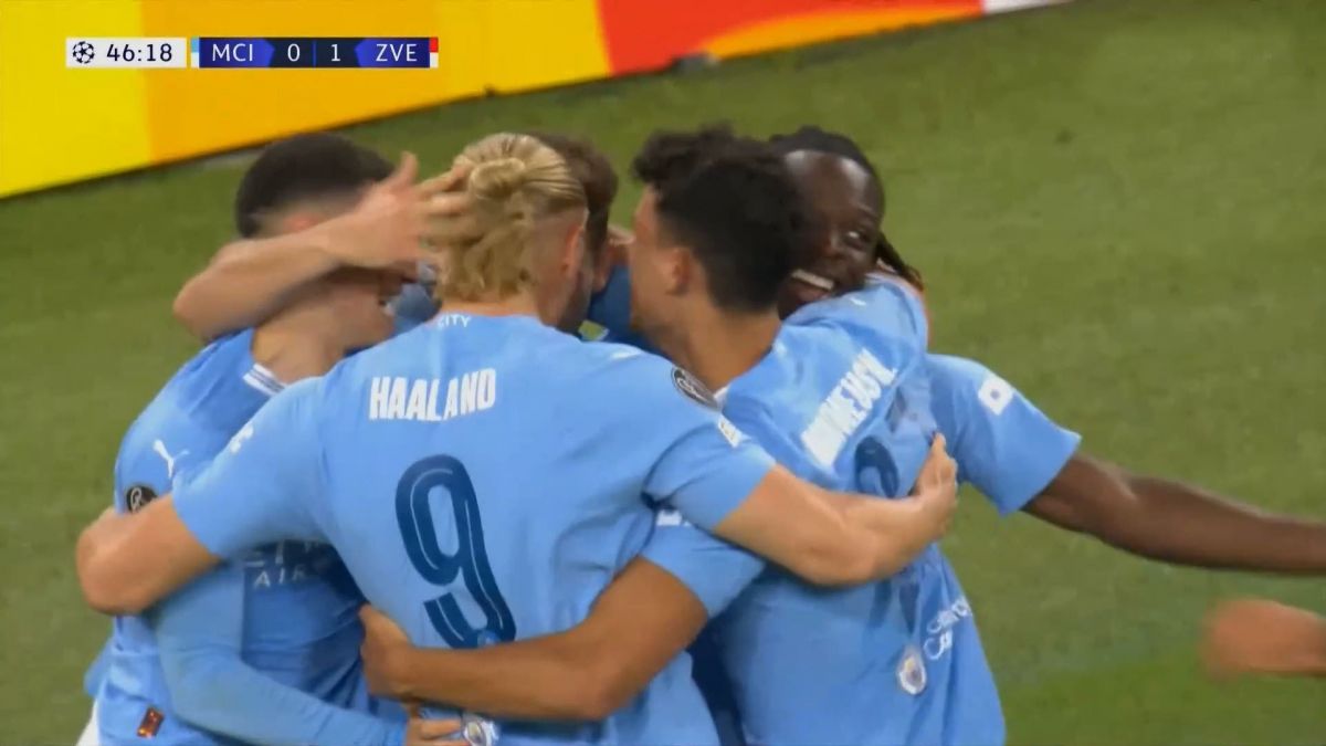 گل اول منچسترسیتی به ستاره سرخ بلگراد (خولین آلوارز)