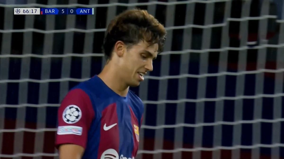 گل پنجم بارسلونا به آنتورپ (دبل ژائو فلیکس)