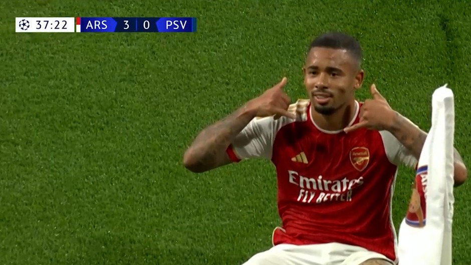 گل سوم آرسنال به آیندهوون (گابریل ژسوس)