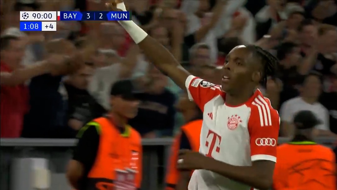 گل چهارم بایرن مونیخ به منچستریونایتد (ماتیس تل)