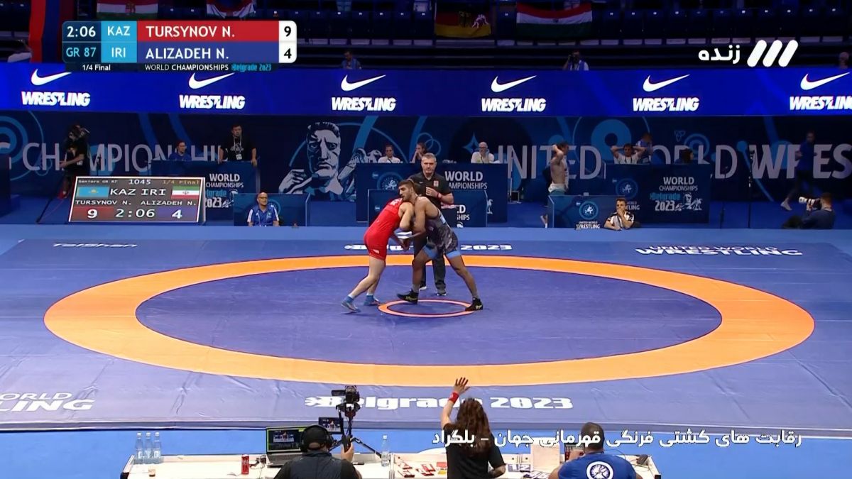 شکست علیزاده مقابل نماینده قزاقستان (کشتی فرنگی قهرمانی جهان)