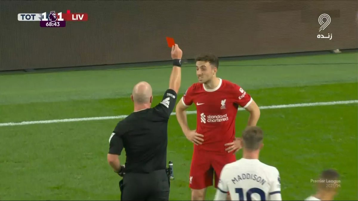 اخراج ژوتا و 9 نفره شدن لیورپول مقابل تاتنهام