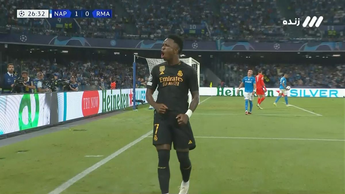 گل اول رئال مادرید به ناپولی (وینیسیوس)