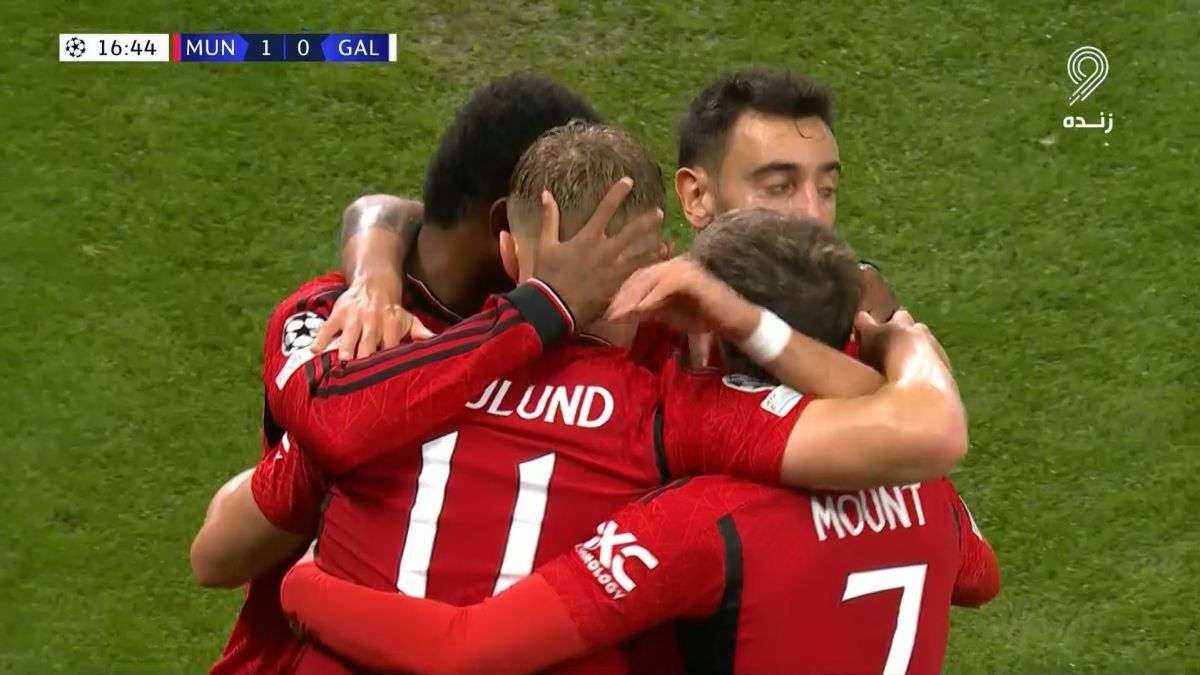 گل اول منچستریونایتد به گالاتاسرای (راسموس هویلوند)