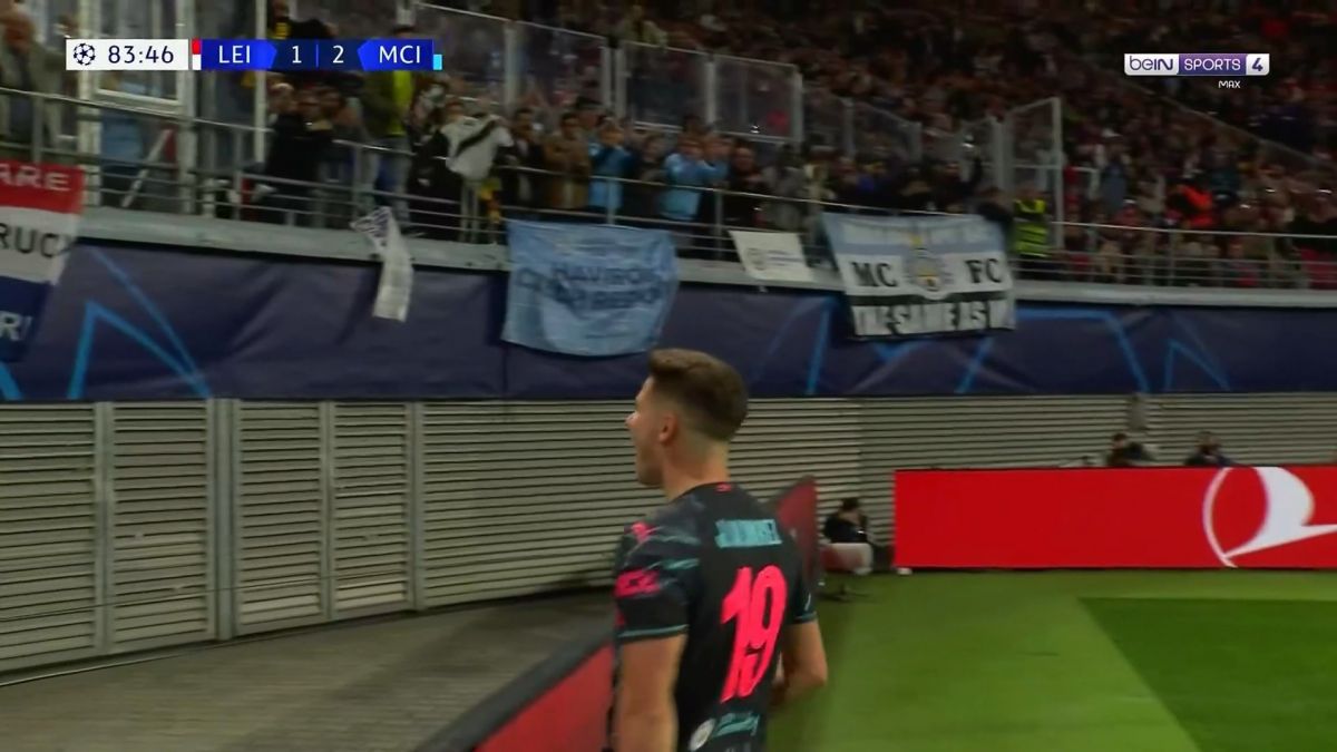 گل دوم منچسترسیتی به آربی لایپزیش (آلوارز)