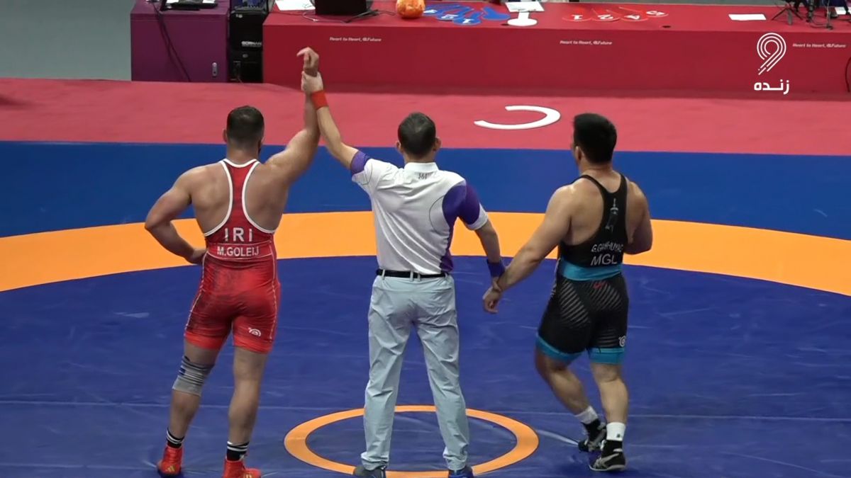 برتری مجتبی گلیج مقابل نماینده مغولستان (کشتی آزاد بازیهای آسیایی هانگژو)