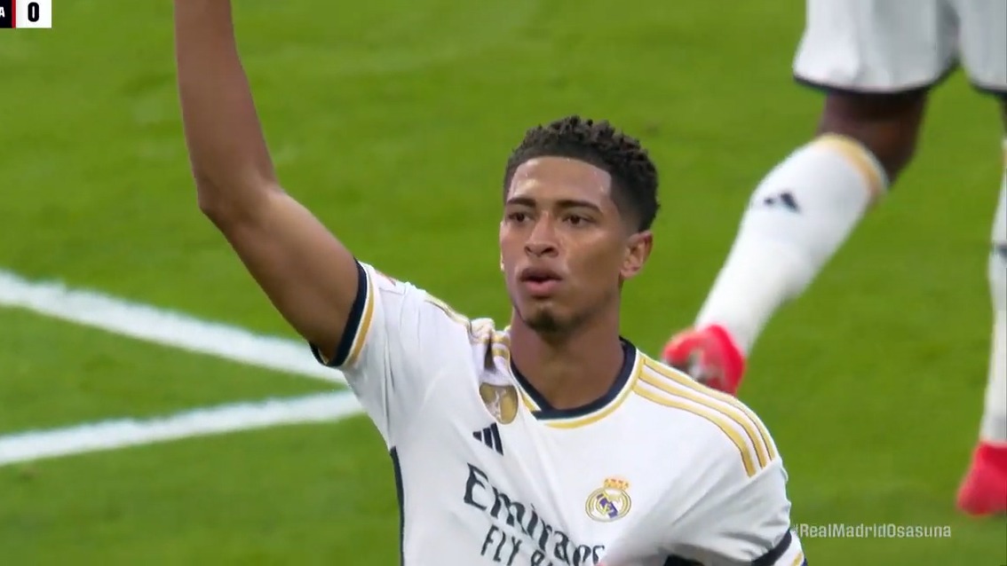 گل اول رئال مادرید به اوساسونا (بلینگام)