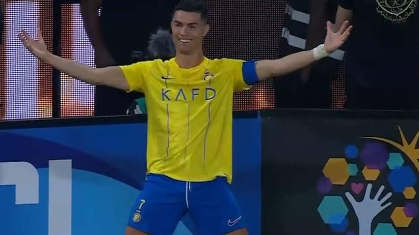 گل چهارم النصر به الدحیل (دبل رونالدو)