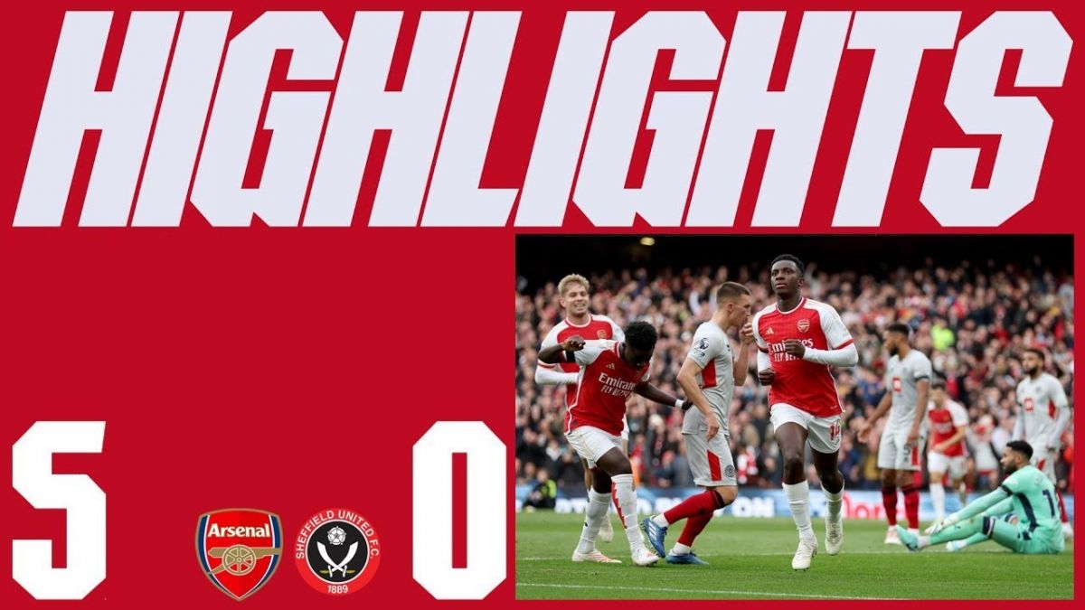 خلاصه بازی آرسنال 5-0 شفیلد یونایتد