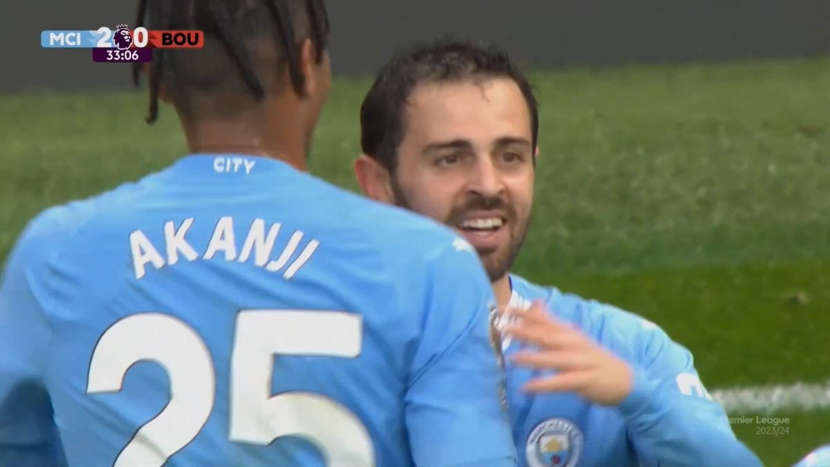 گل دوم منچسترسیتی به بورنموث (برناردو سیلوا)