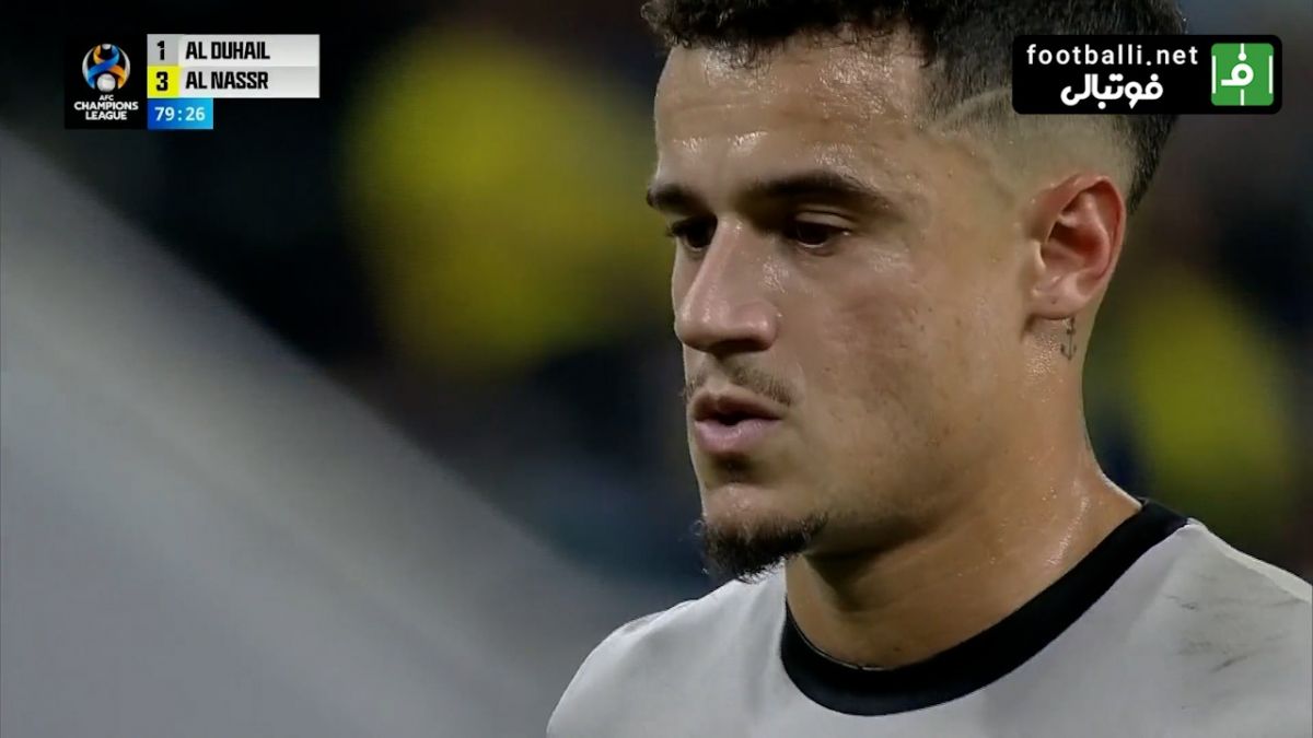 گل دوم الدحیل به النصر (دبل کوتینیو - پنالتی)