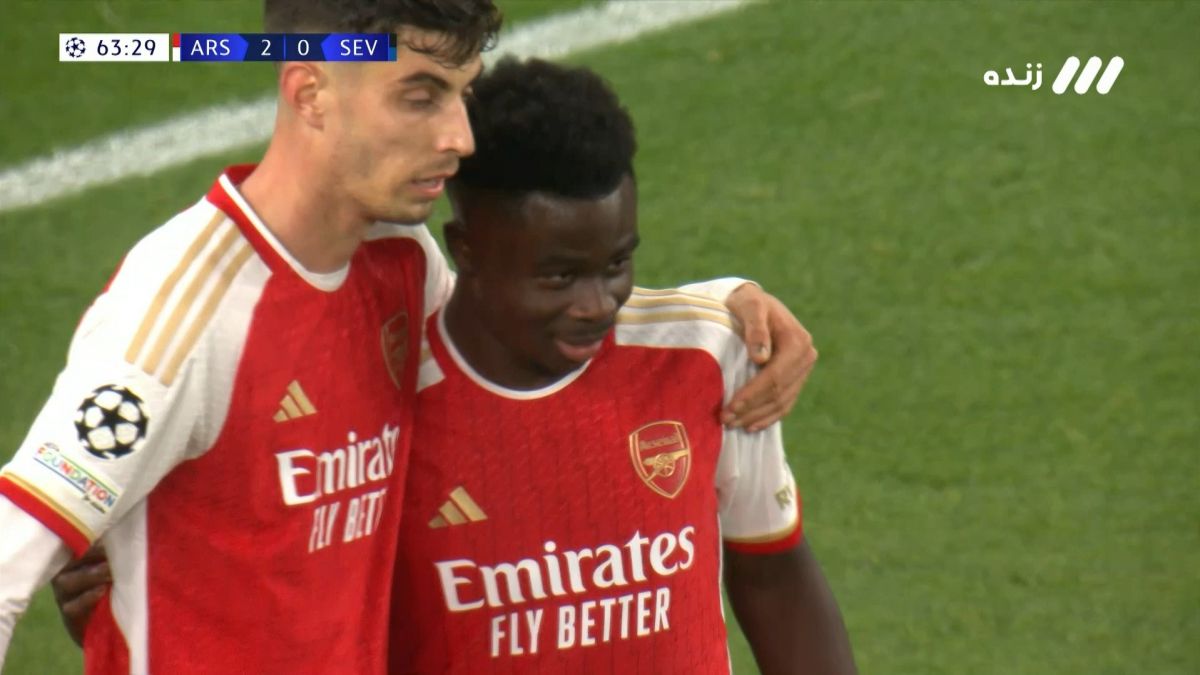 گل دوم آرسنال به سویا (ساکا)