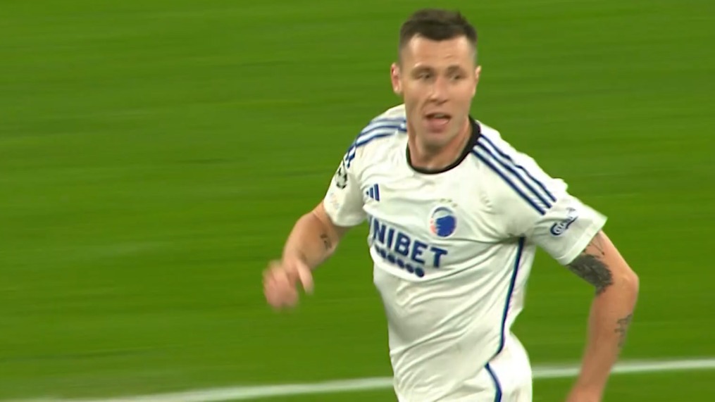 گل سوم کپنهاگن به منچستریونایتد (لوکاس لراگر)