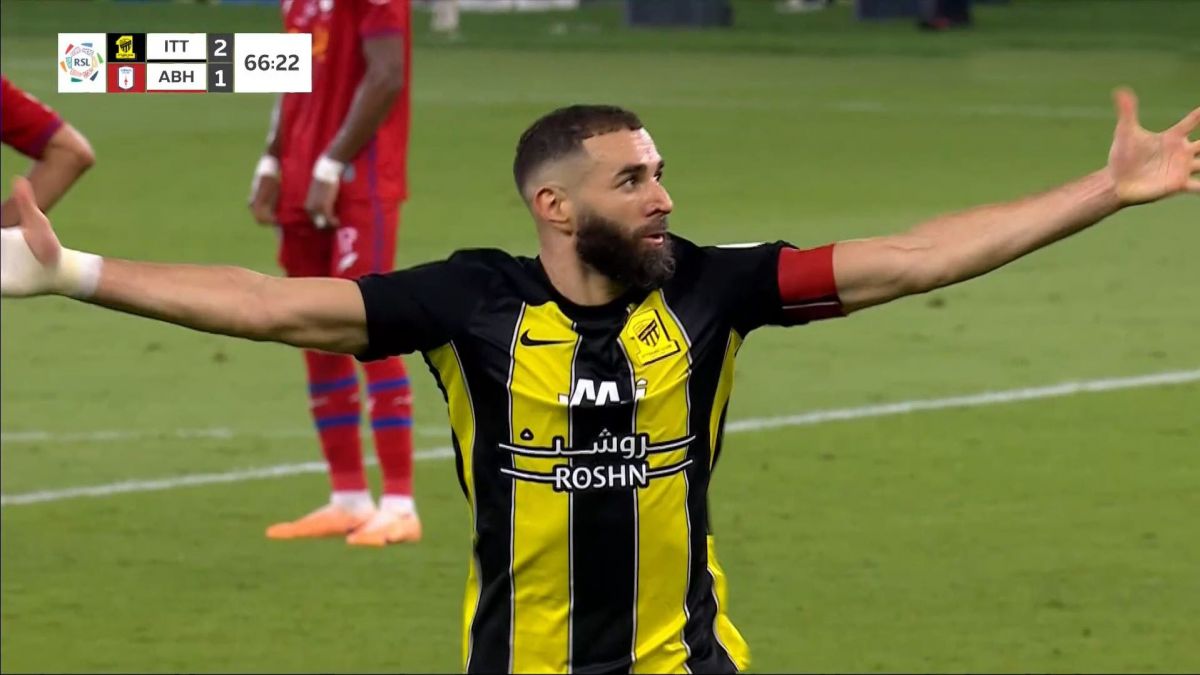 گل سوم الاتحاد به ابها (دبل بنزما)