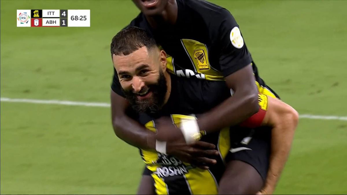 گل چهارم الاتحاد به ابها (هت تریک بنزما)