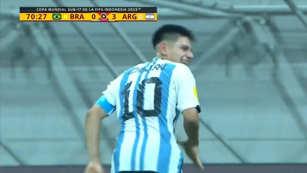 گل سوم نوجوانان آرژانتین به نوجوانان برزیل (هت تریک اچوری)