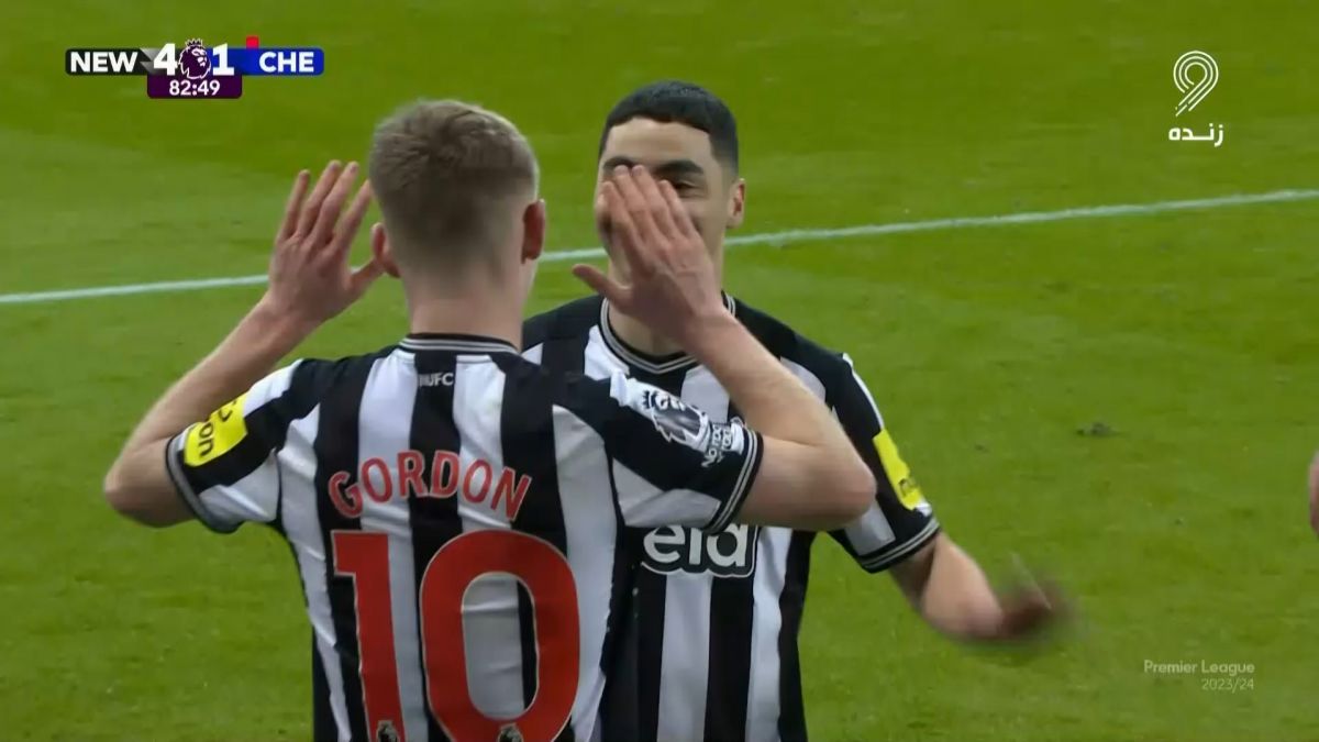 گل چهارم نیوکاسل به چلسی (آنتونی گوردون)