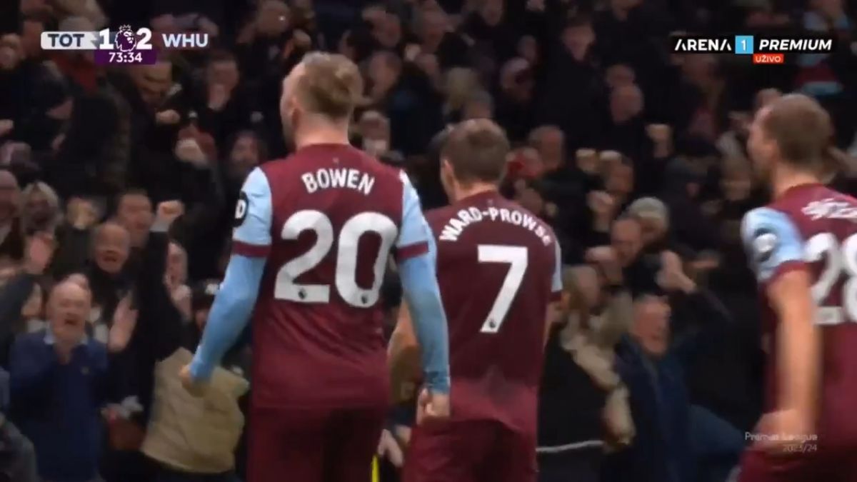 گل دوم وستهام به تاتنهام (جیمز وارد)