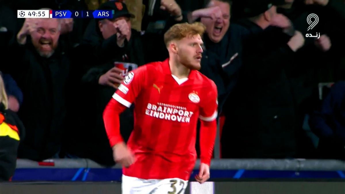گل اول آیندهوون به آرسنال (یوربه وارتسن)
