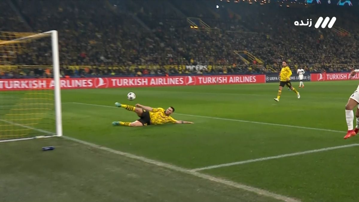 نجات دروازه فوق العاده نیکولاس سوله از روی خط دروازه روی ضربه کیلیان امباپه