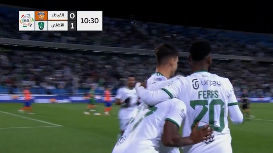 گل اول الاهلی عربستان به الفیحا (فیراس البورایکان)