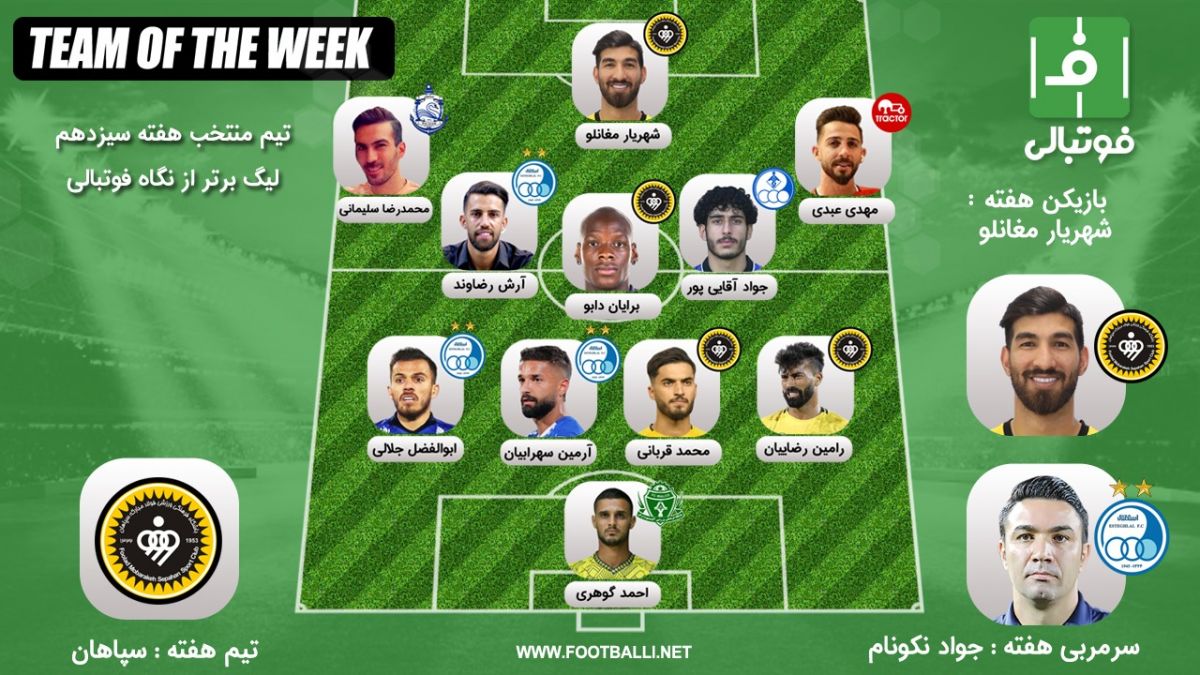 تیم منتخب هفته سیزدهم؛ سهامداران زردآبی!