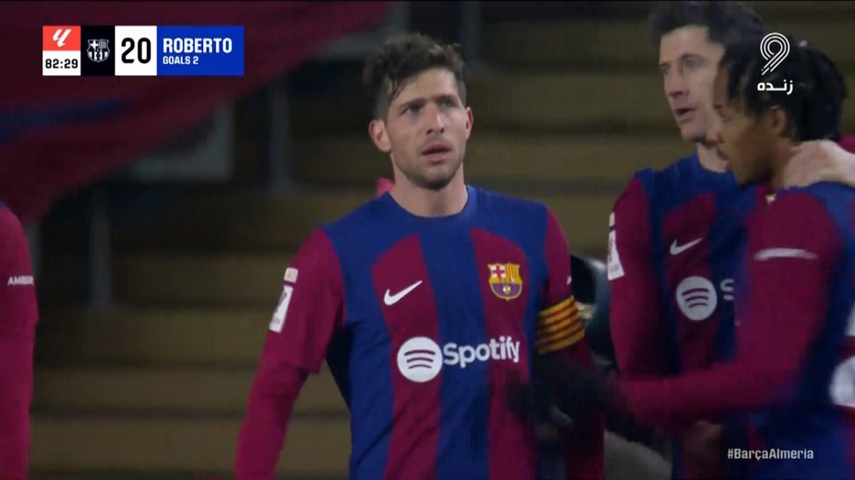 گل سوم بارسلونا به آلمریا (دبل سرجی روبرتو)