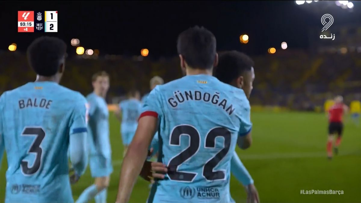 گل دوم بارسلونا به لاس پالماس (گوندوگان - پنالتی)