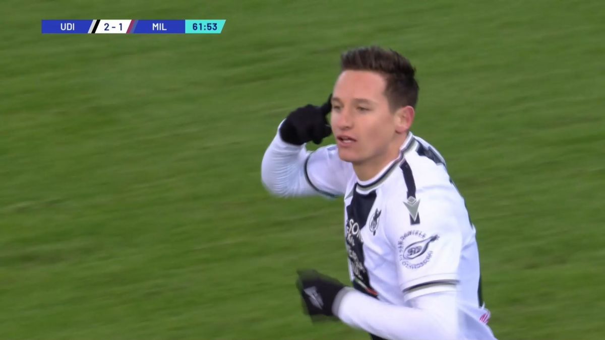 گل دوم اودینزه به میلان (تاووین روی اشتباه عجیب مدافعین میلان)