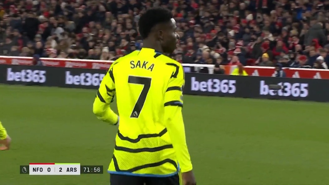 گل دوم آرسنال به ناتینگهام فارست (ساکا)