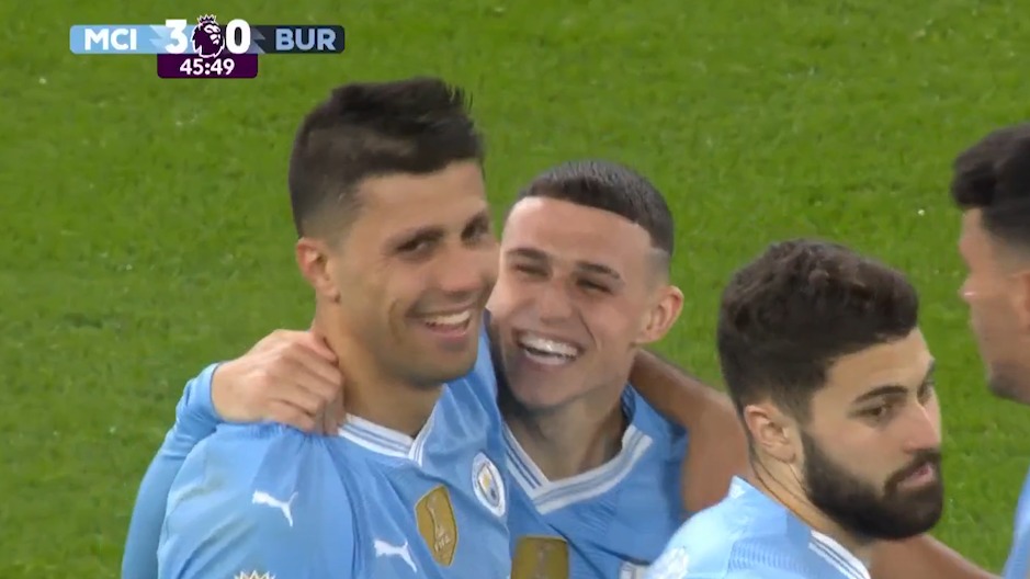 گل سوم منچسترسیتی به برنلی (رودری)