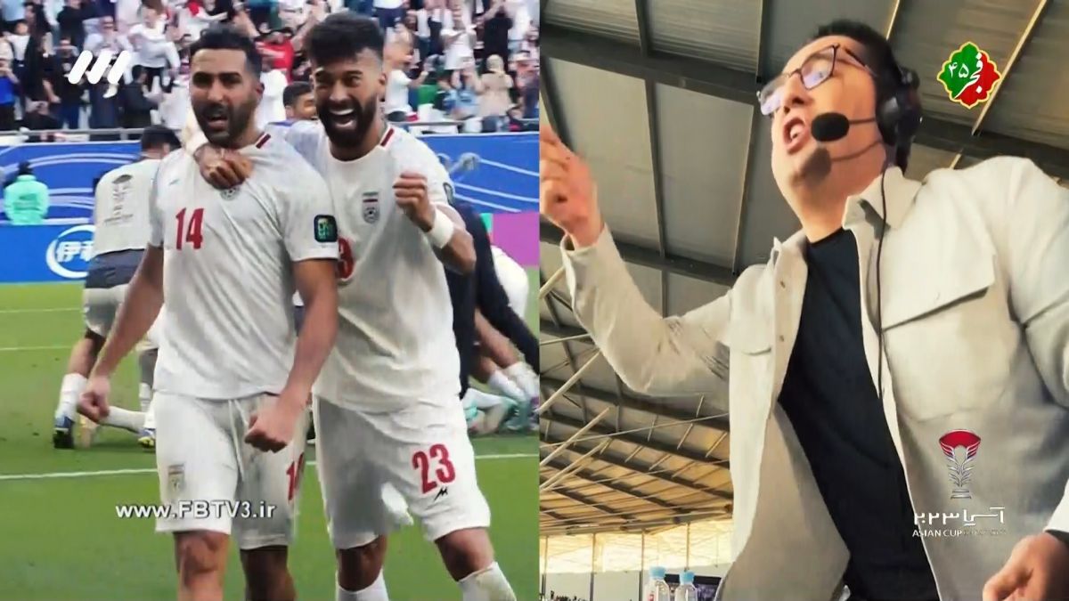 فوتبال برتر/ حال و هوای محمدرضا احمدی حین گزارش گل دوم ایران به ژاپن