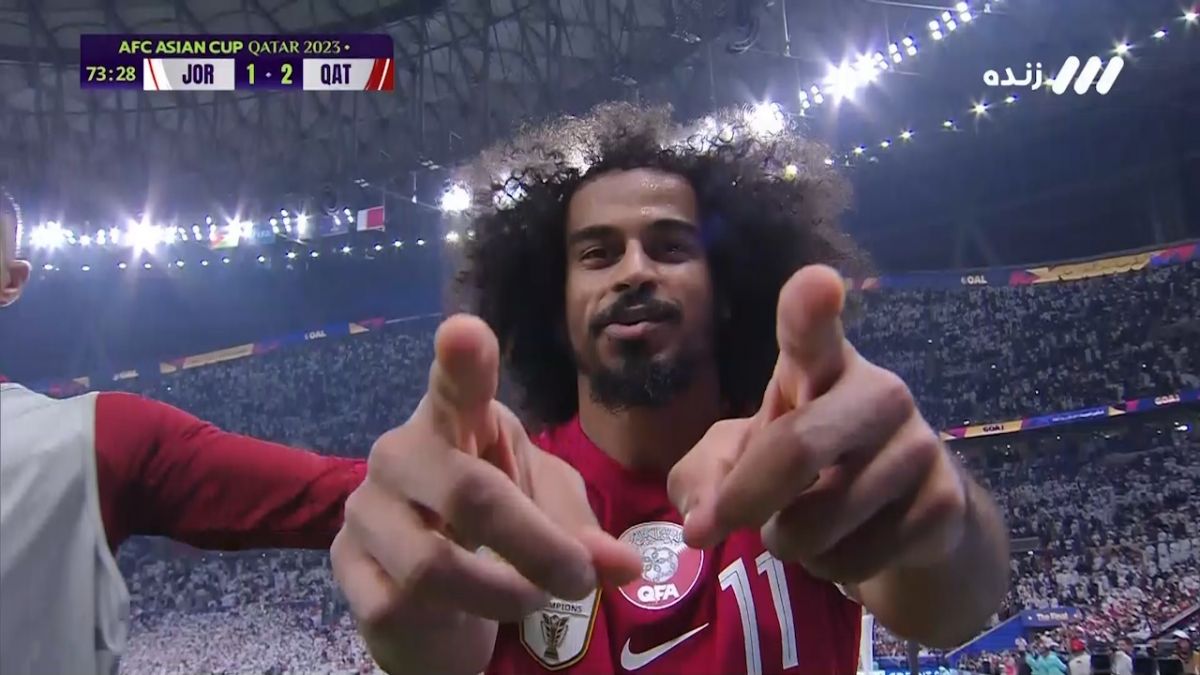 گل دوم قطر به اردن (دبل اکرم عفیف - پنالتی)
