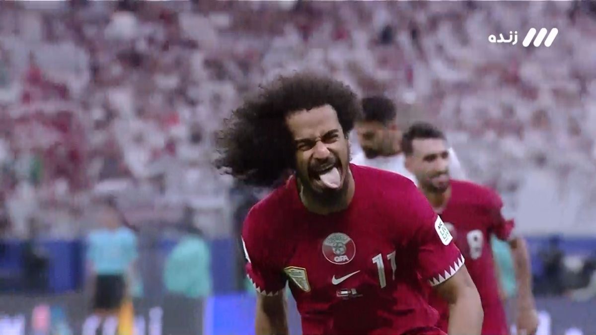 گل سوم قطر به اردن (هت تریک اکرم عفیف - پنالتی)